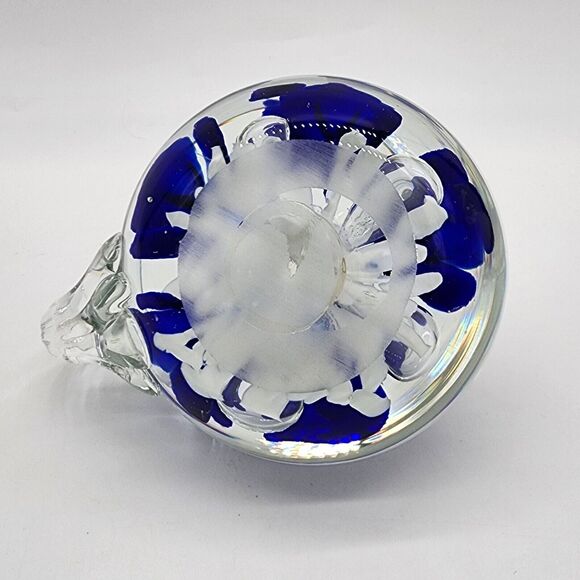 Blue Flower Bubble St Clair Studio Art Candle Holder Paperweight Unmarked - Picture 5 of 7